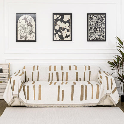 Couch Cover for Pets, Beige Couch Covers for 2 Cushion Couch Sofa, Sofa Slipcover Sectional L Shape Chenille Covers for Pets, Throw Couch for Dogs, Kids,71" X118"