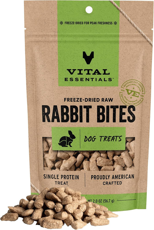 Freeze Dried Dog Treats, Rabbit Bites, 2 oz Bag