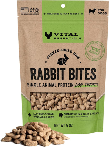 Freeze Dried Dog Treats, Rabbit Bites, 2 oz Bag