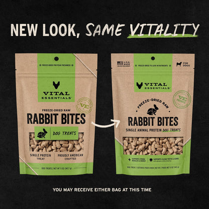 Freeze Dried Dog Treats, Rabbit Bites, 2 oz Bag