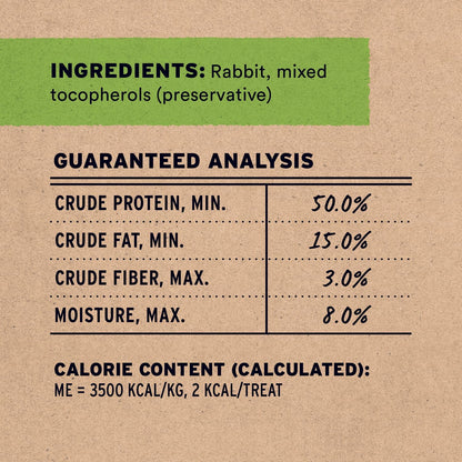 Freeze Dried Dog Treats, Rabbit Bites, 2 oz Bag