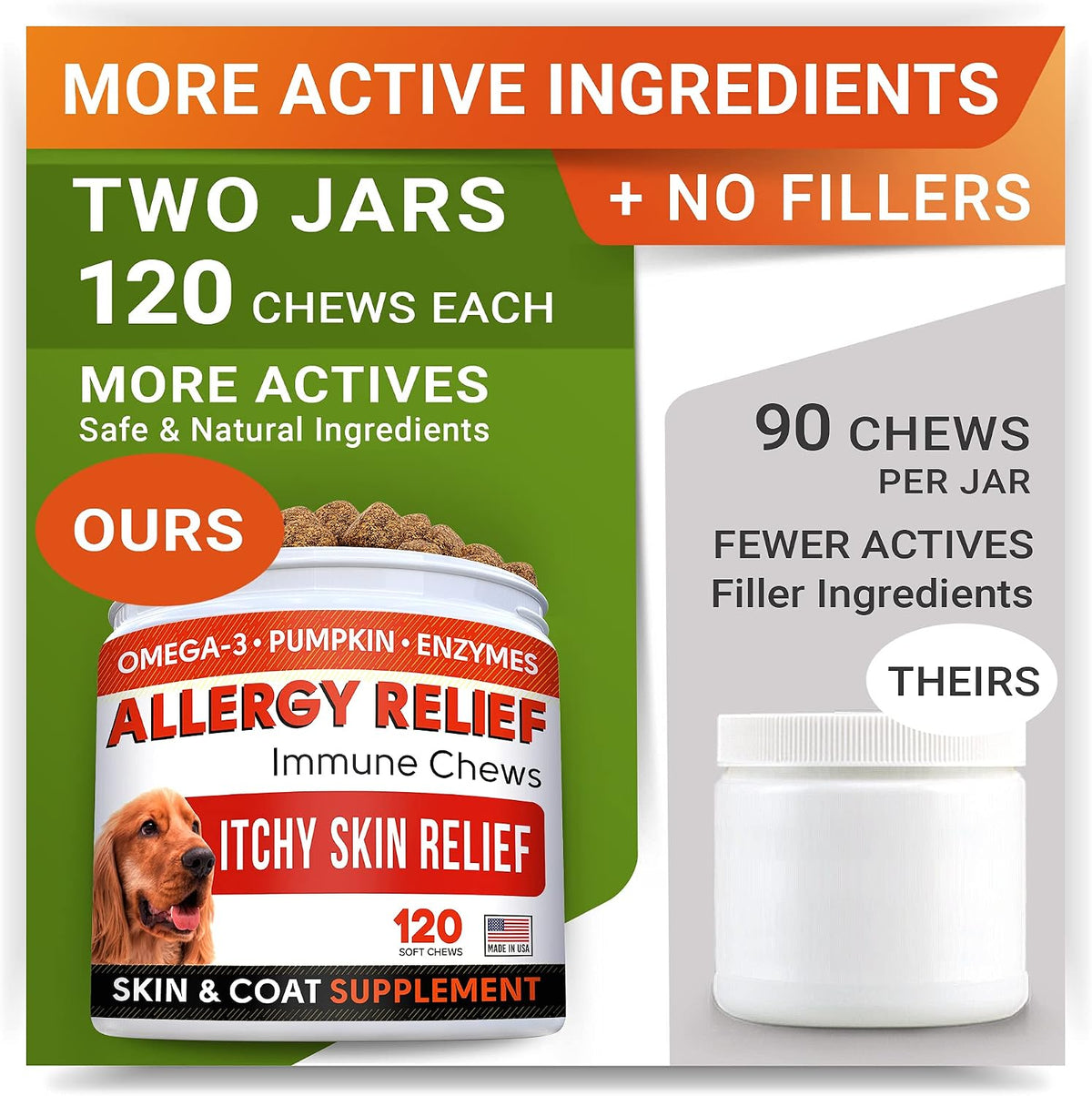 Allergy Relief + Hemp Calming Dogs Bundle - Itchy Skin Treatment + Anxiety Relief - Omega 3 & Pumpkin + w/Hemp Oil - Dogs Itching & Licking + Storm, Separation, Barking - 480 Chews - Made in USA