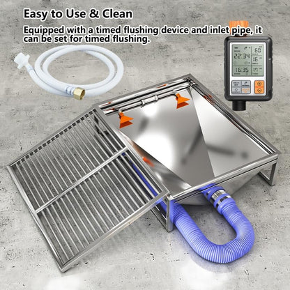 Automatic Flushing Dog Toilet, Stainless Steel Pet Toilet Dog Litter Box, Indoor Washable Dog Potty Tray for Dogs(60X40cm/23.6X15.7in)