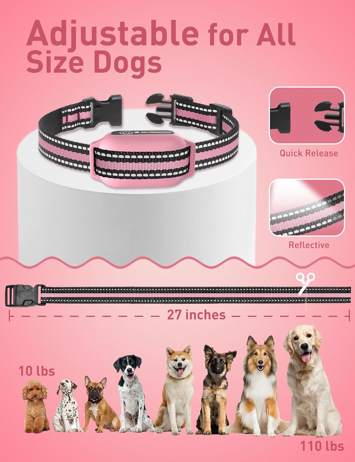 No Shock Dog Training Collar with Remote 3300ft Range