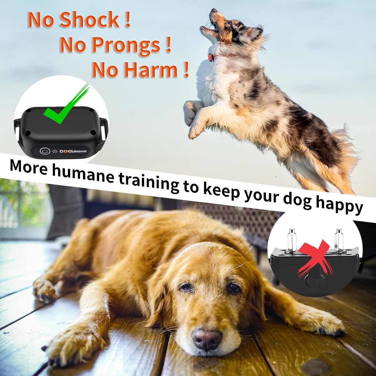 No Shock Dog Training Collar with Remote 3300ft Range