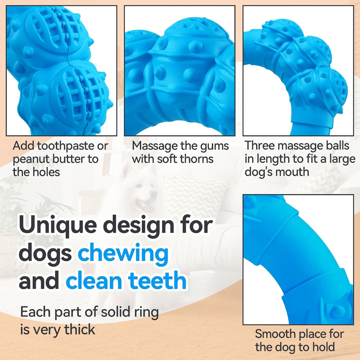 Indestructible Dog Chews - Super Duty Chew Toys for Aggressive Dogs, Puppy Teething Relief & Interactive Play