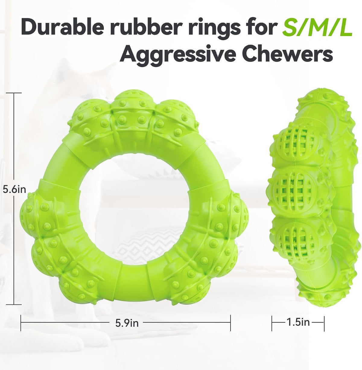Indestructible Dog Chews - Super Duty Chew Toys for Aggressive Dogs, Puppy Teething Relief & Interactive Play