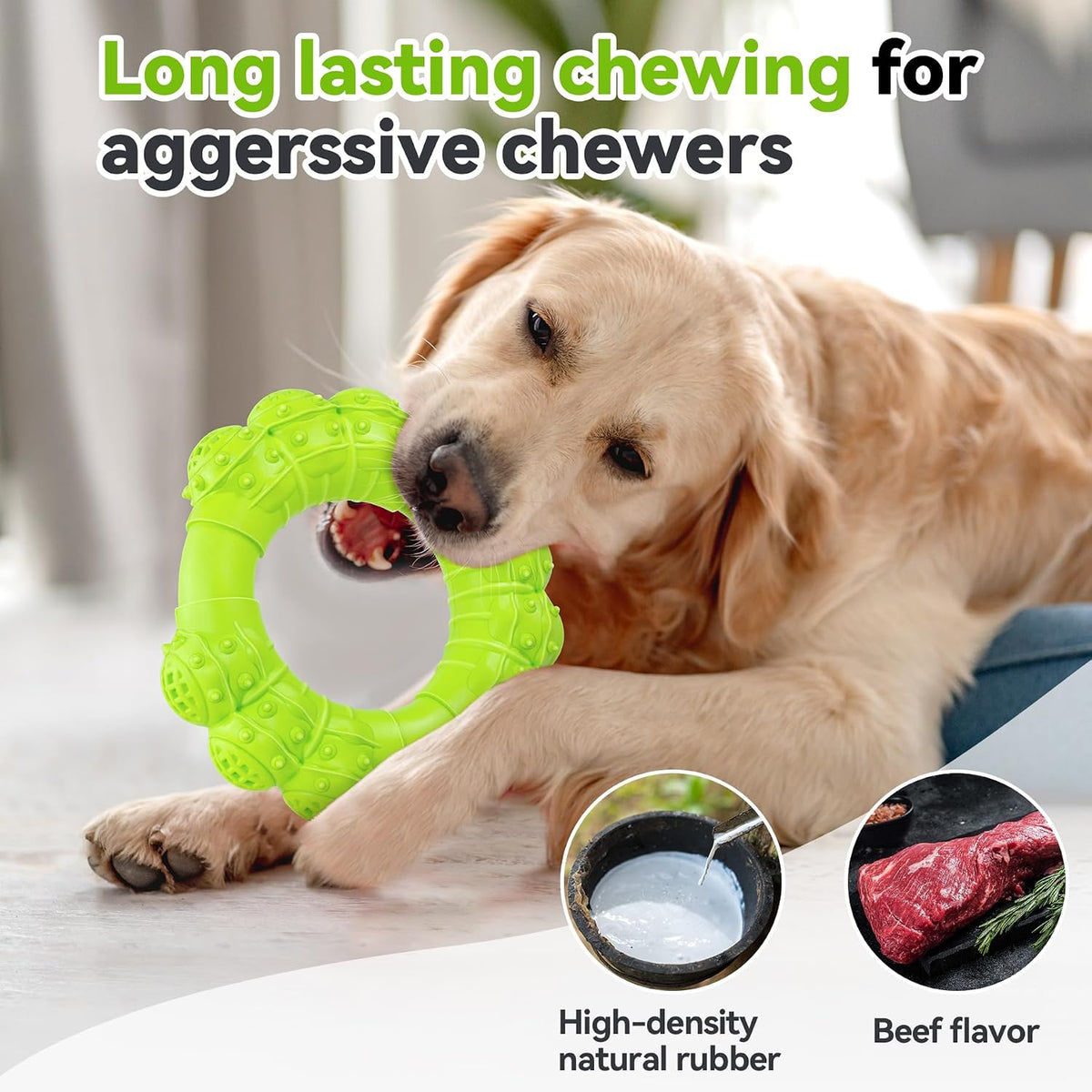 Indestructible Dog Chews - Super Duty Chew Toys for Aggressive Dogs, Puppy Teething Relief & Interactive Play