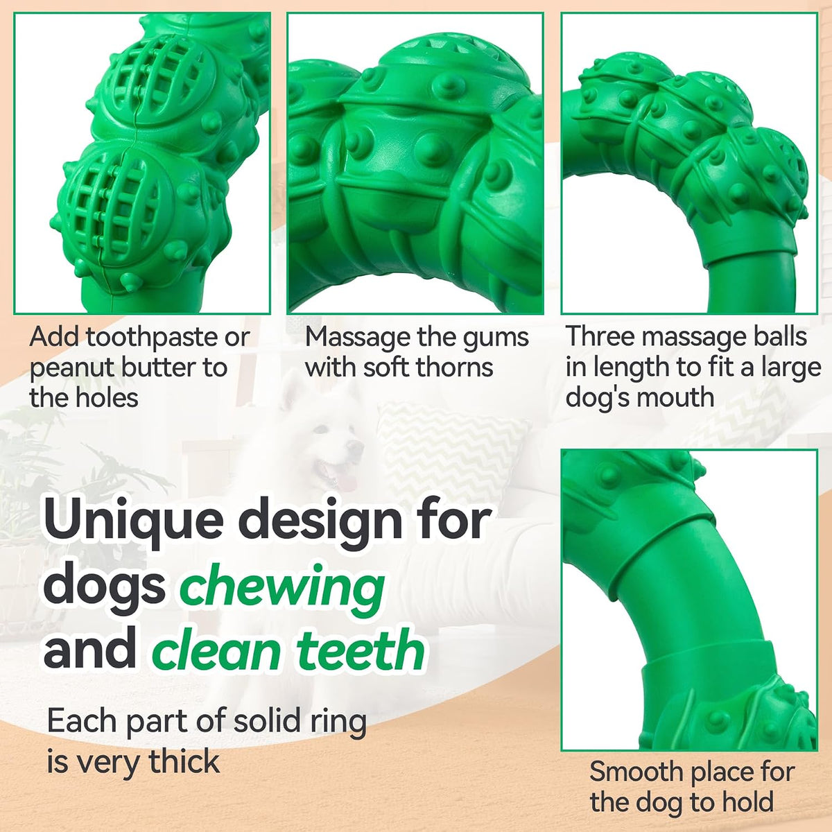 Indestructible Dog Chews - Super Duty Chew Toys for Aggressive Dogs, Puppy Teething Relief & Interactive Play