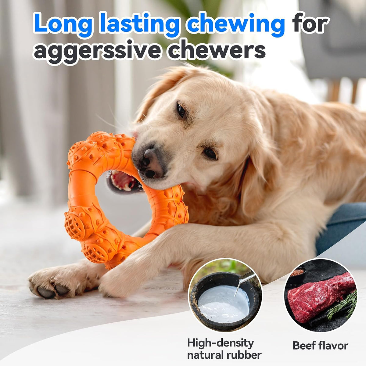 Indestructible Dog Chews - Super Duty Chew Toys for Aggressive Dogs, Puppy Teething Relief & Interactive Play