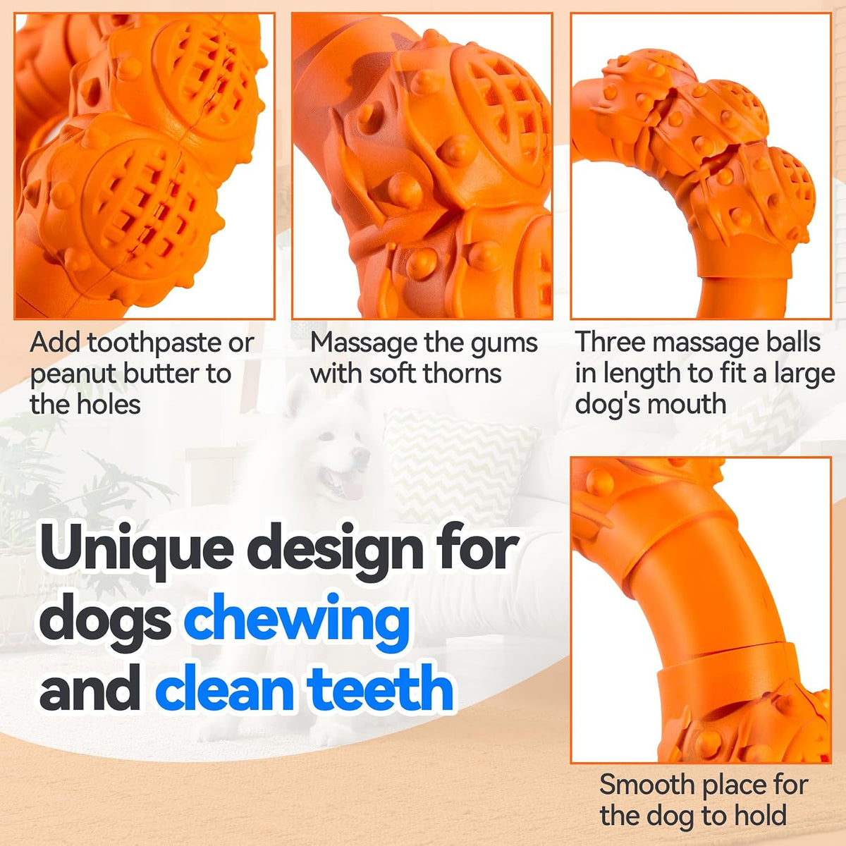 Indestructible Dog Chews - Super Duty Chew Toys for Aggressive Dogs, Puppy Teething Relief & Interactive Play