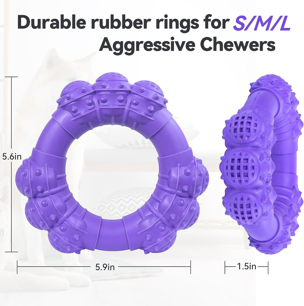 Indestructible Dog Chews - Super Duty Chew Toys for Aggressive Dogs, Puppy Teething Relief & Interactive Play