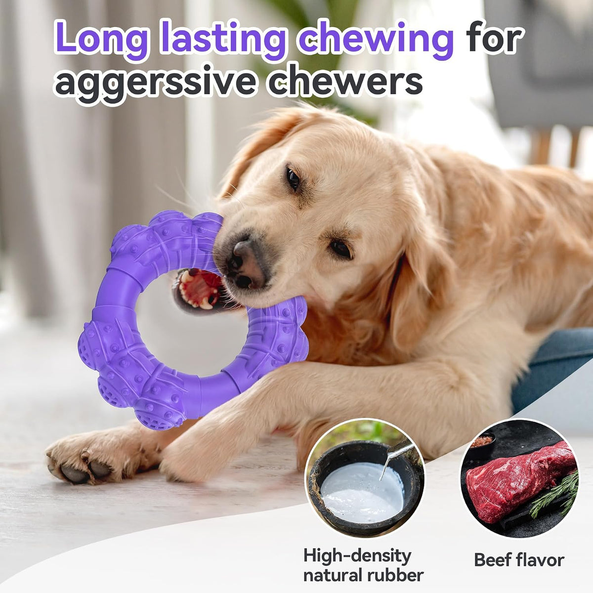 Indestructible Dog Chews - Super Duty Chew Toys for Aggressive Dogs, Puppy Teething Relief & Interactive Play