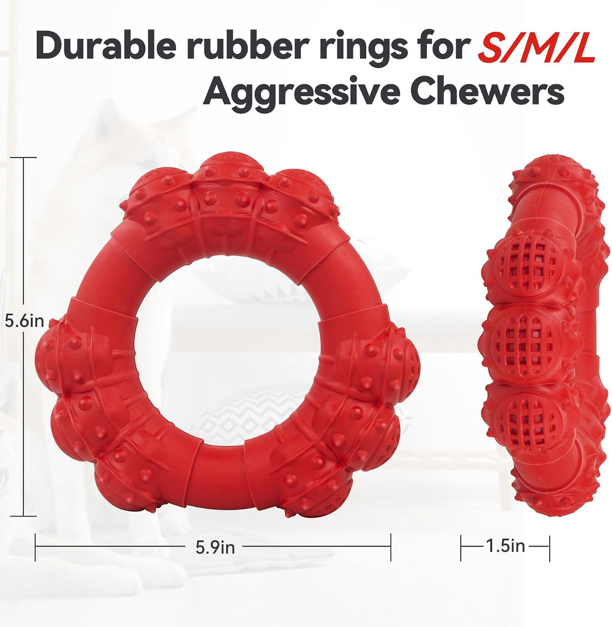 Indestructible Dog Chews - Super Duty Chew Toys for Aggressive Dogs, Puppy Teething Relief & Interactive Play