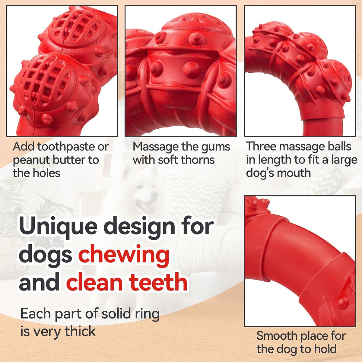 Indestructible Dog Chews - Super Duty Chew Toys for Aggressive Dogs, Puppy Teething Relief & Interactive Play