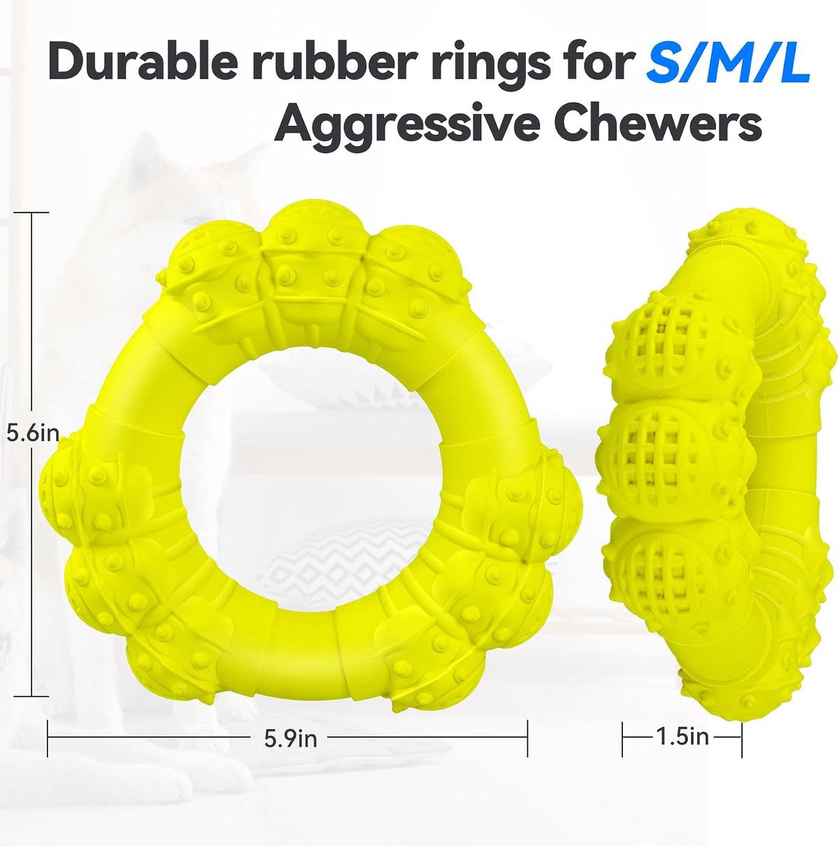 Indestructible Dog Chews - Super Duty Chew Toys for Aggressive Dogs, Puppy Teething Relief & Interactive Play