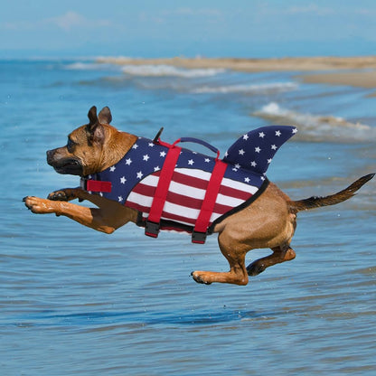 Dog Life Jacket Shark, Dog Life Vests for Small, Middle, Large Dogs with Rescue Handle Pet Flotation Vest Safety Lifesaver for Swimming Pool Beach Boating, (S,Pool Blue)