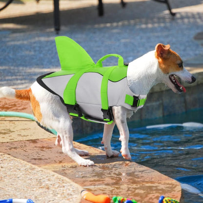 Dog Life Jacket Shark, Dog Life Vests for Small, Middle, Large Dogs with Rescue Handle Pet Flotation Vest Safety Lifesaver for Swimming Pool Beach Boating, (S,Pool Blue)