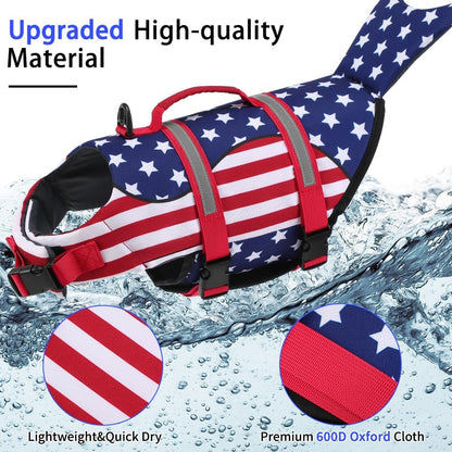 Dog Life Jacket Shark, Dog Life Vests for Small, Middle, Large Dogs with Rescue Handle Pet Flotation Vest Safety Lifesaver for Swimming Pool Beach Boating, (S,Pool Blue)