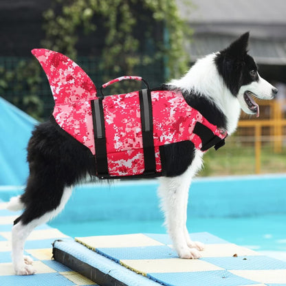 Dog Life Jacket Shark, Dog Life Vests for Small, Middle, Large Dogs with Rescue Handle Pet Flotation Vest Safety Lifesaver for Swimming Pool Beach Boating, (S,Pool Blue)