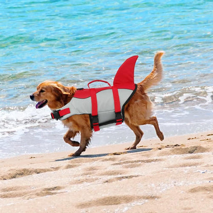 Dog Life Jacket Shark, Dog Life Vests for Small, Middle, Large Dogs with Rescue Handle Pet Flotation Vest Safety Lifesaver for Swimming Pool Beach Boating, (S,Pool Blue)