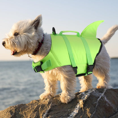 Dog Life Jacket Shark, Dog Life Vests for Small, Middle, Large Dogs with Rescue Handle Pet Flotation Vest Safety Lifesaver for Swimming Pool Beach Boating, (S,Pool Blue)