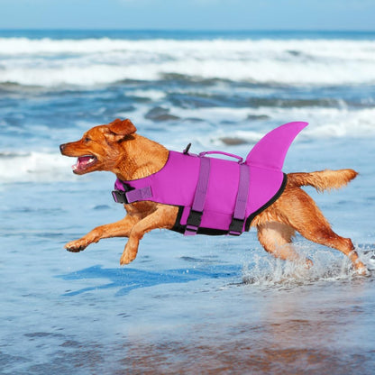 Dog Life Jacket Shark, Dog Life Vests for Small, Middle, Large Dogs with Rescue Handle Pet Flotation Vest Safety Lifesaver for Swimming Pool Beach Boating, (S,Pool Blue)