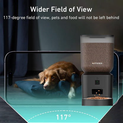 Automatic Dog Feeder - 8L/34 Cups Large Capacity Automatic Cat Food Dispenser with LCD Screen, Large Food Tray, Battery Operated, Timed Cat Feeder, Up to 50 Portions 6 Meals Per Day, Keeps Fresh
