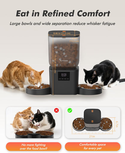 Automatic Dog Feeder - 8L/34 Cups Large Capacity Automatic Cat Food Dispenser with LCD Screen, Large Food Tray, Battery Operated, Timed Cat Feeder, Up to 50 Portions 6 Meals Per Day, Keeps Fresh