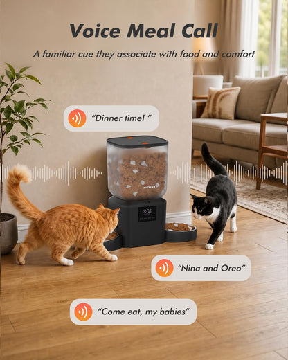 Automatic Dog Feeder - 8L/34 Cups Large Capacity Automatic Cat Food Dispenser with LCD Screen, Large Food Tray, Battery Operated, Timed Cat Feeder, Up to 50 Portions 6 Meals Per Day, Keeps Fresh