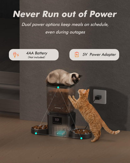 Automatic Dog Feeder - 8L/34 Cups Large Capacity Automatic Cat Food Dispenser with LCD Screen, Large Food Tray, Battery Operated, Timed Cat Feeder, Up to 50 Portions 6 Meals Per Day, Keeps Fresh