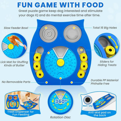 Joansan Interactive Dog Puzzle Game Toys, Dog Enrichment Toys for Puppy Mentally Stimulating Treat Dispenser Dog Treat Puzzle Feeder for Small,Medium and & Large Dogs Treat Training (Blue)