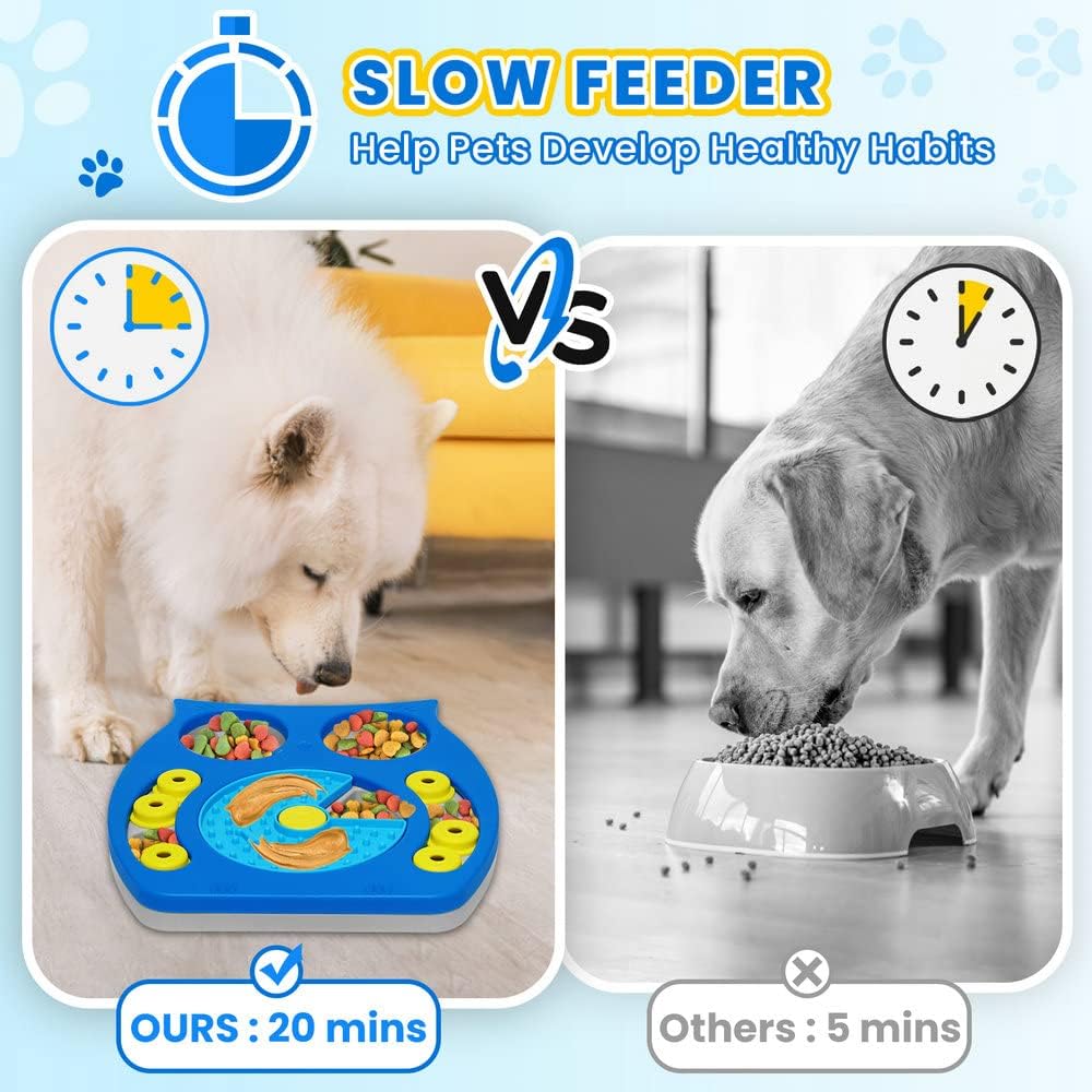 Joansan Interactive Dog Puzzle Game Toys, Dog Enrichment Toys for Puppy Mentally Stimulating Treat Dispenser Dog Treat Puzzle Feeder for Small,Medium and & Large Dogs Treat Training (Blue)