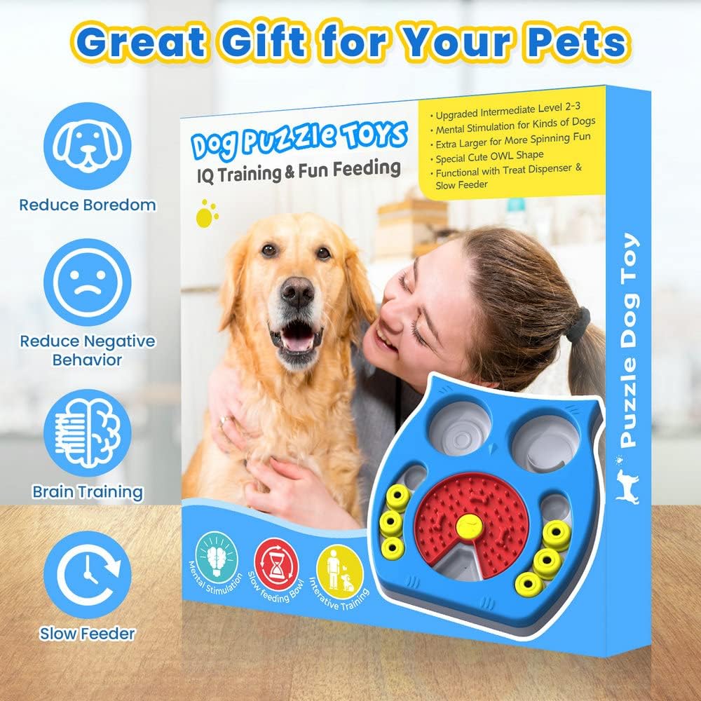 Joansan Interactive Dog Puzzle Game Toys, Dog Enrichment Toys for Puppy Mentally Stimulating Treat Dispenser Dog Treat Puzzle Feeder for Small,Medium and & Large Dogs Treat Training (Blue)