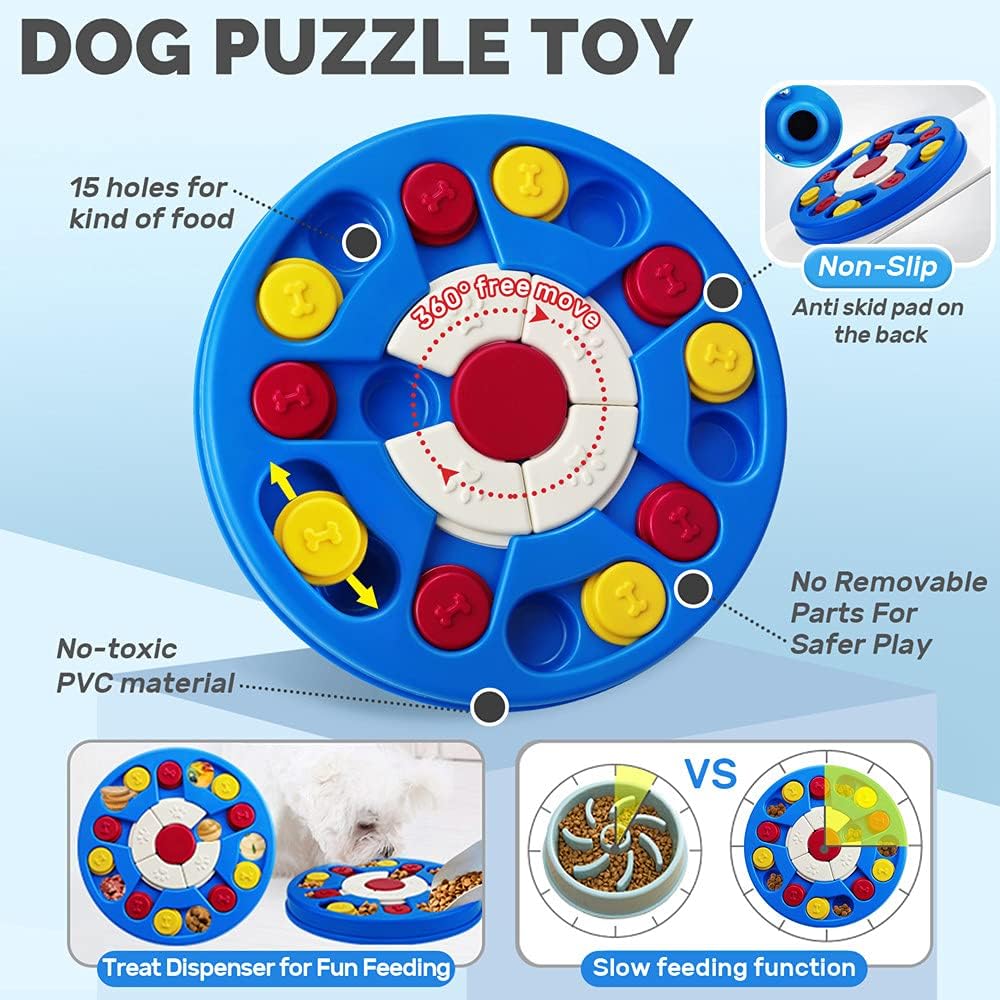Joansan Interactive Dog Puzzle Game Toys, Dog Enrichment Toys for Puppy Mentally Stimulating Treat Dispenser Dog Treat Puzzle Feeder for Small,Medium and & Large Dogs Treat Training (Blue)
