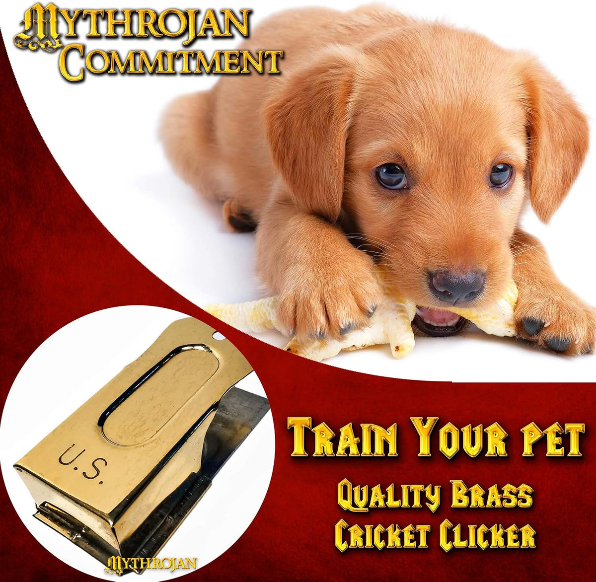 Brass and Steel Pet Training Clicker Puppy Dog Training Cricket Clicker U.S. Engraved WII Military Gear Metal Clicker