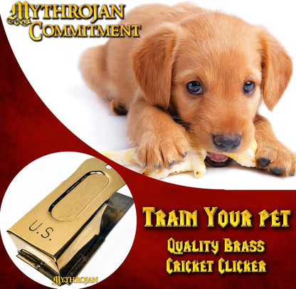 Brass and Steel Pet Training Clicker Puppy Dog Training Cricket Clicker U.S. Engraved WII Military Gear Metal Clicker