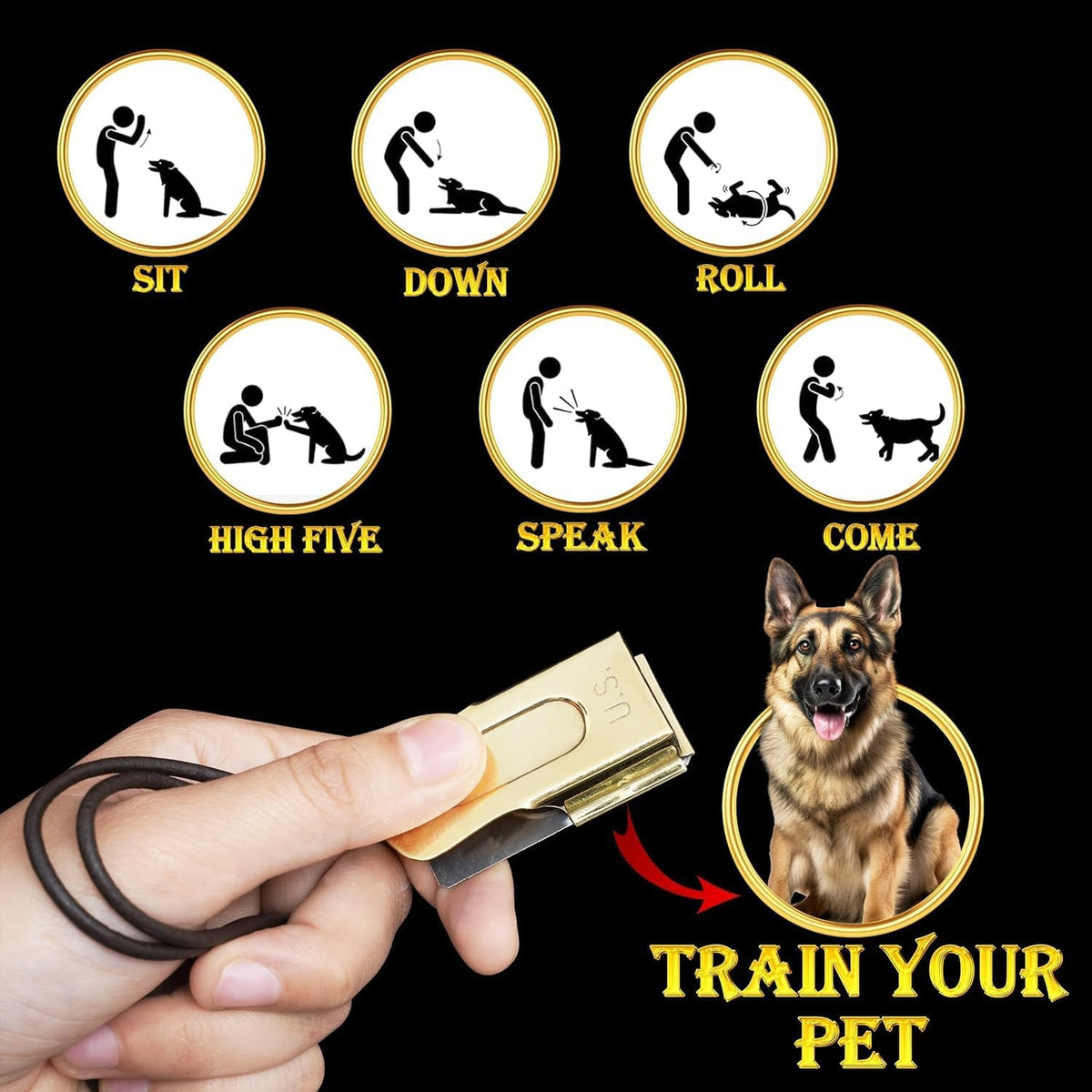 Brass and Steel Pet Training Clicker Puppy Dog Training Cricket Clicker U.S. Engraved WII Military Gear Metal Clicker