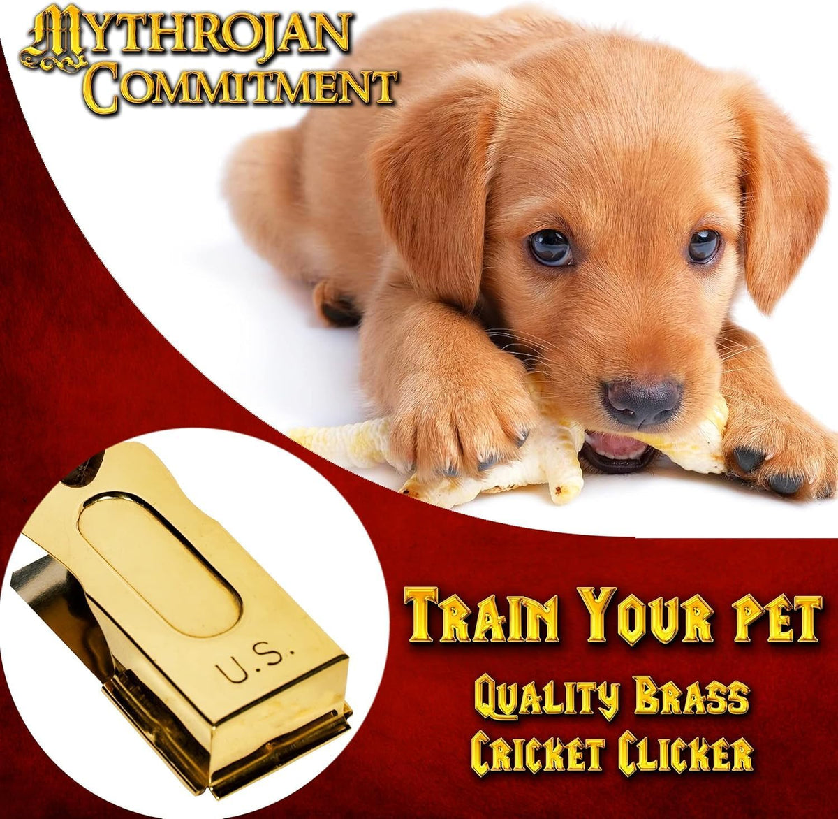 Brass and Steel Pet Training Clicker Puppy Dog Training Cricket Clicker U.S. Engraved WII Military Gear Metal Clicker