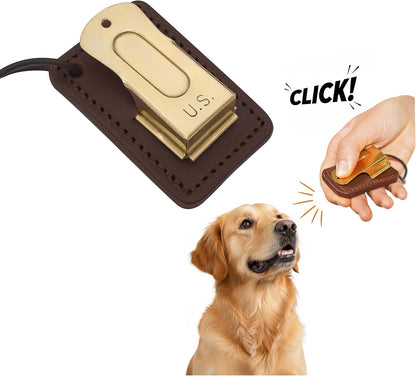 Brass and Steel Pet Training Clicker Puppy Dog Training Cricket Clicker U.S. Engraved WII Military Gear Metal Clicker