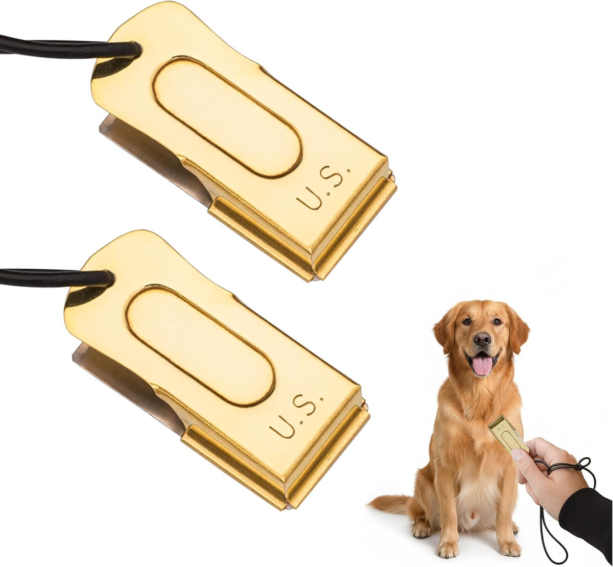 Brass and Steel Pet Training Clicker Puppy Dog Training Cricket Clicker U.S. Engraved WII Military Gear Metal Clicker