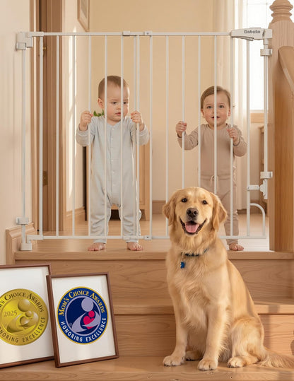 Removable & No Bottom Bar Baby Gate, 35.5-55" Hardware Mounted (Drill Needed)| Wide Walk-Thru| Auto-Close Safety Dog/Pet Gate for Stairs & Doorways (Black, 35.5-55" W, 30" H)