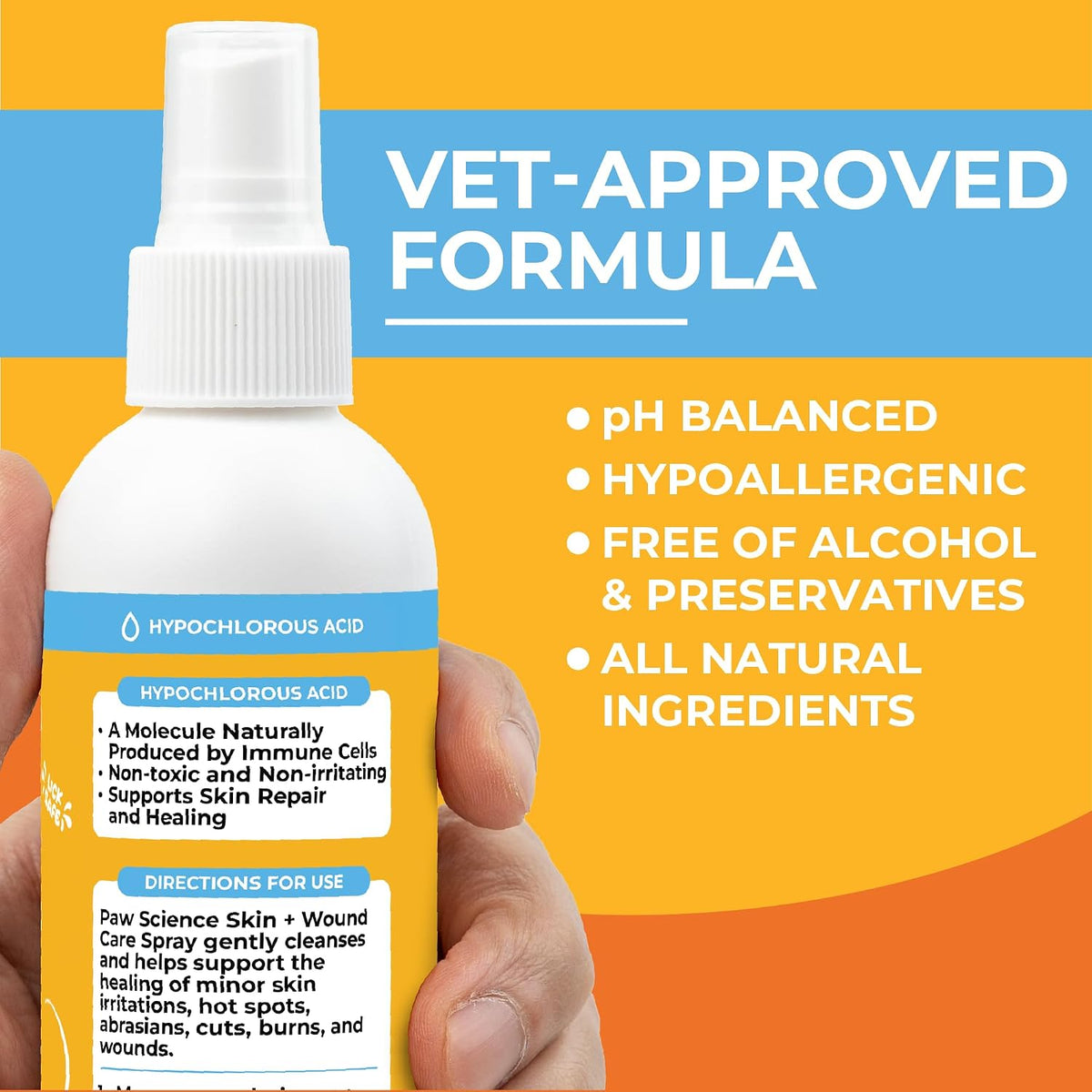 Skin & Wound Care Spray for Dogs & Cats – Lick-Safe Antiseptic Healing Aid, Itch Relief & Skin Repair Treatment for Hot Spots, Rashes, Cuts, Burns, & Irritation