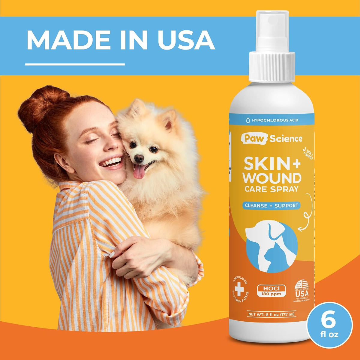 Skin & Wound Care Spray for Dogs & Cats – Lick-Safe Antiseptic Healing Aid, Itch Relief & Skin Repair Treatment for Hot Spots, Rashes, Cuts, Burns, & Irritation
