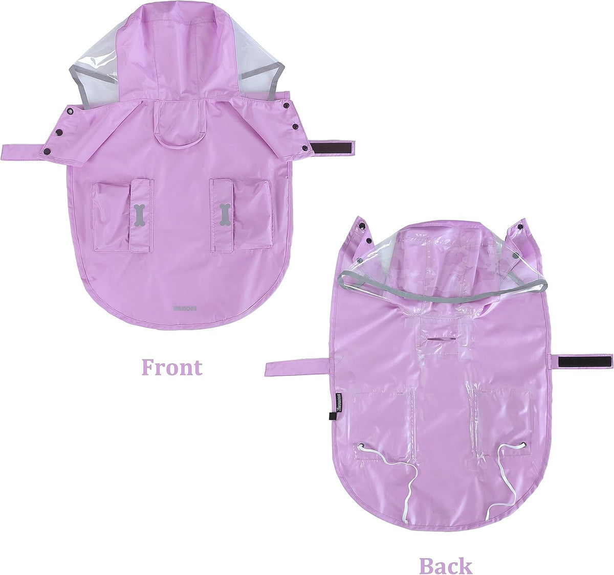 Waterproof Dog Raincoat, Adjustable Reflective Lightweight Pet Rain Clothes with Poncho Hood(Medium, Light Purple)