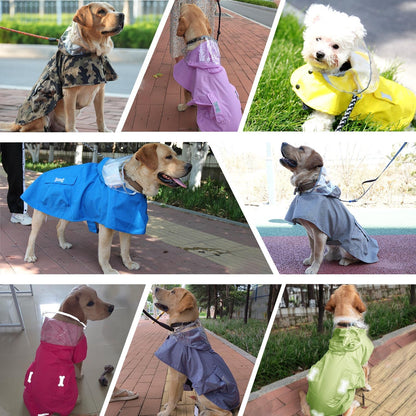 Waterproof Dog Raincoat, Adjustable Reflective Lightweight Pet Rain Clothes with Poncho Hood(Medium, Light Purple)