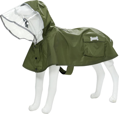Waterproof Dog Raincoat, Adjustable Reflective Lightweight Pet Rain Clothes with Poncho Hood(Medium, Light Purple)