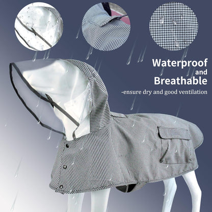 Waterproof Dog Raincoat, Adjustable Reflective Lightweight Pet Rain Clothes with Poncho Hood(Medium, Light Purple)