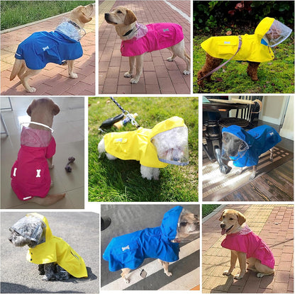 Waterproof Dog Raincoat, Adjustable Reflective Lightweight Pet Rain Clothes with Poncho Hood(Medium, Light Purple)