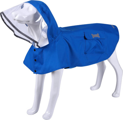 Waterproof Dog Raincoat, Adjustable Reflective Lightweight Pet Rain Clothes with Poncho Hood(Medium, Light Purple)